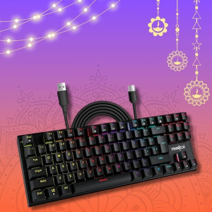 FRONTECH KB-0014 Black Wired Gaming Keyboard | Multicolor RGB Backlight | Mechanical Keys with Retractable Stands